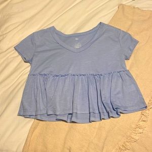 So brand blue ruffle top